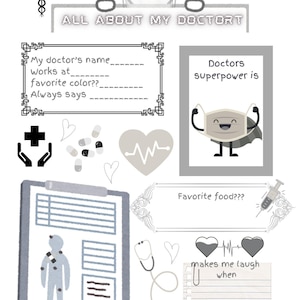 Nurse Appreciation About My Doctor Printable Color Pages Kids Pain Distraction Worksheets Hospital Office Instant Download Surgery Recovery