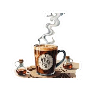Witch Bride Company Kaffeetassen-Aufkleber | Made to Order Kiss-Cut Aufkleber Summerweenie Caffeine Lover Halloweenie vibes