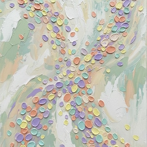 Arte mural abstracto de primavera imprimible, impresión artística con textura de empasto, huevos pastel, decoración de Pascua y primavera, regalo de descarga instantánea para el Día de la Madre.