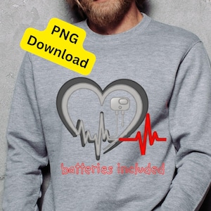 Pacemaker PNG Instant Download, Heart EKG Sublimation Art, Recovery, Encouragement, & Cardiac Support, Funny Medical, Heart Surgery Gift