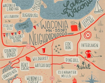 Waconia, Mn Neighborhoods Map-Digital Download