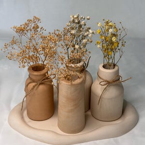 Mini Bud Vases Set of 4, Concrete Small Flower Vase, Wedding Decor, Boho Decor, Minimalist Home Decor, Miniature Vase,  Modern Decor Vase