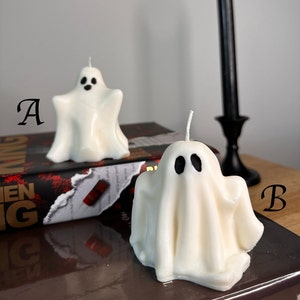 Halloween Ghost Book Light With Free Scented Candles — Spooky Night LED Lamp For Bedroom, Campfire, Or Decor