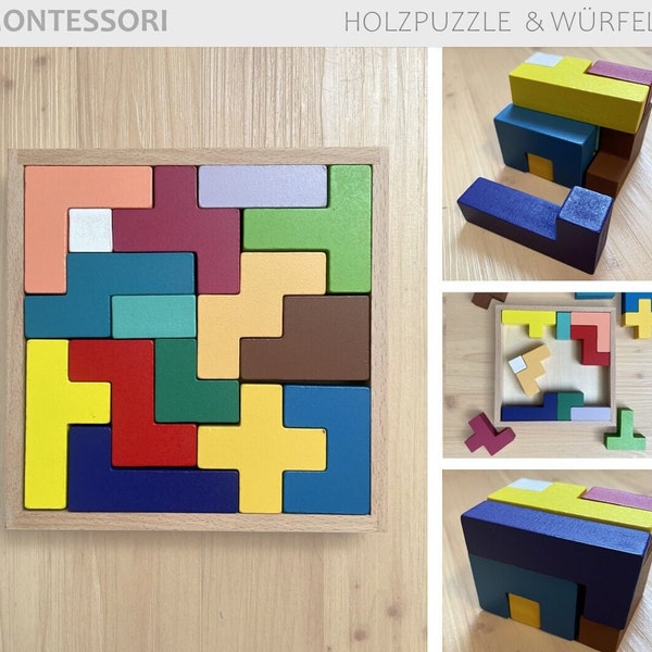 Montessori - Holzpuzzle & Würfel