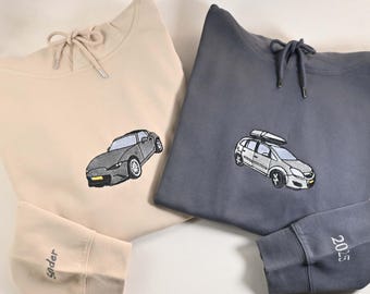 Sudadera con capucha bordada personalizada para coches, regalo personalizado para amantes de los coches