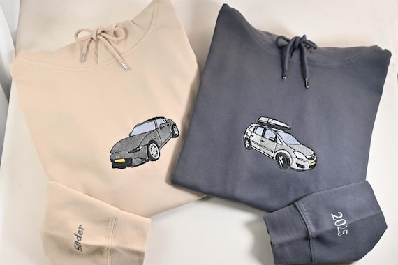 Custom Embroidered Car Hoodie, Personalized Car Lover Gift