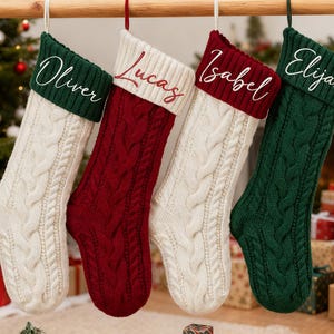 2025 Embroidered Christmas Stockings,Personalized Christmas Stockings,Custom Knit Family Stockings,Holiday Stockings Gifts,Monogram Stocking