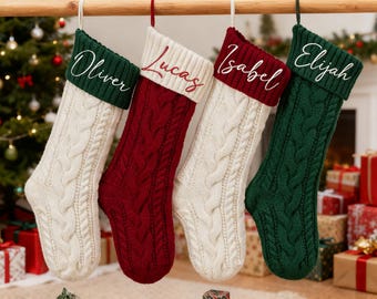 2025 Embroidered Christmas Stockings,Personalized Christmas Stockings,Custom Knit Family Stockings,Holiday Stockings Gifts,Monogram Stocking