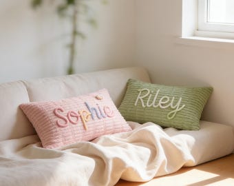 Cojines con nombre personalizado, fundas de cojín personalizadas, cojines para habitación infantil, regalos para baby shower, cojines navideños, fundas de almohada, cojines.