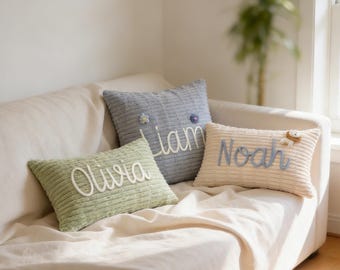Cojines con nombre personalizado, funda de cojín personalizada, cojín para habitación infantil, funda de cojín de entrenador, regalo para baby shower