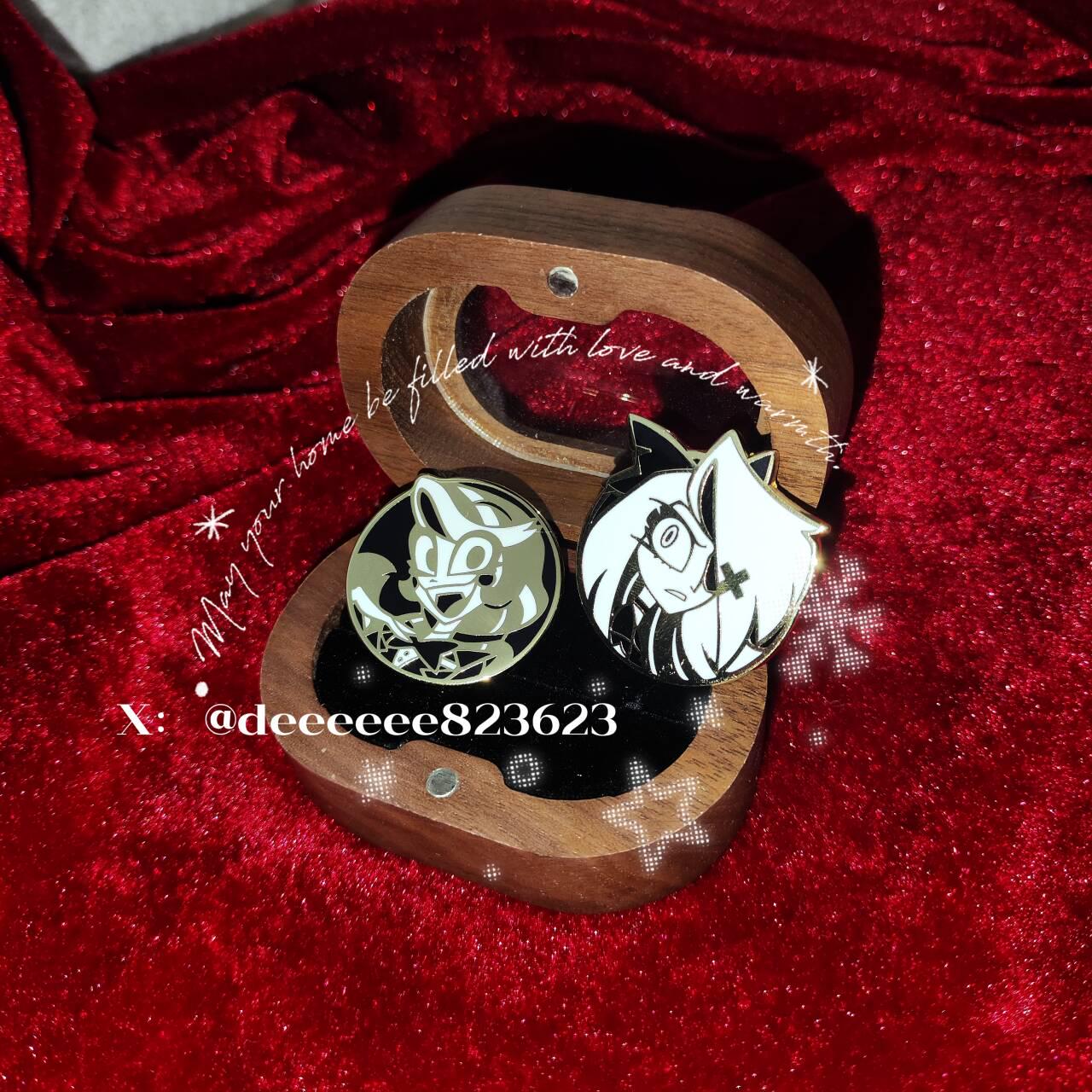 Chaggie Gold Enamel Pin SET Charlie and Vaggie Hazbin Fanart Pin