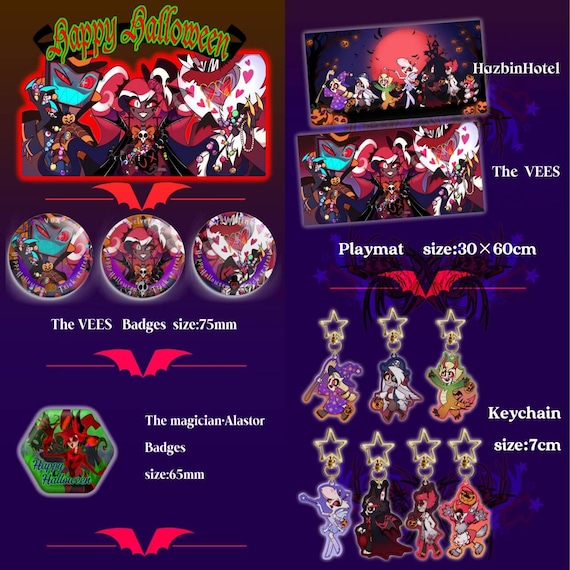 Halloween Series Hazbin Hotel Fanart Badges Keychains and Mouse