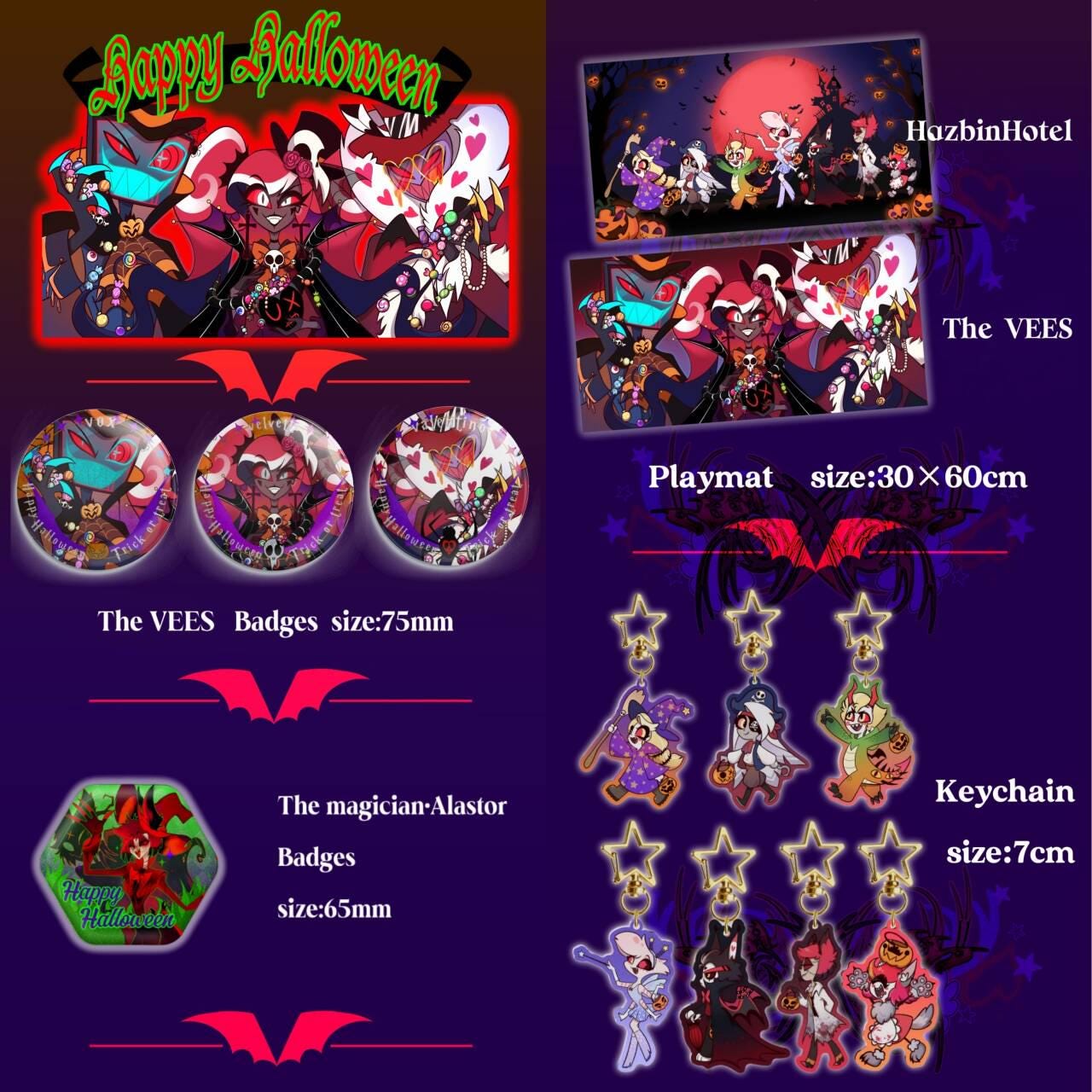 Halloween Series Hazbin Hotel Fanart Badges Keychains and Mouse