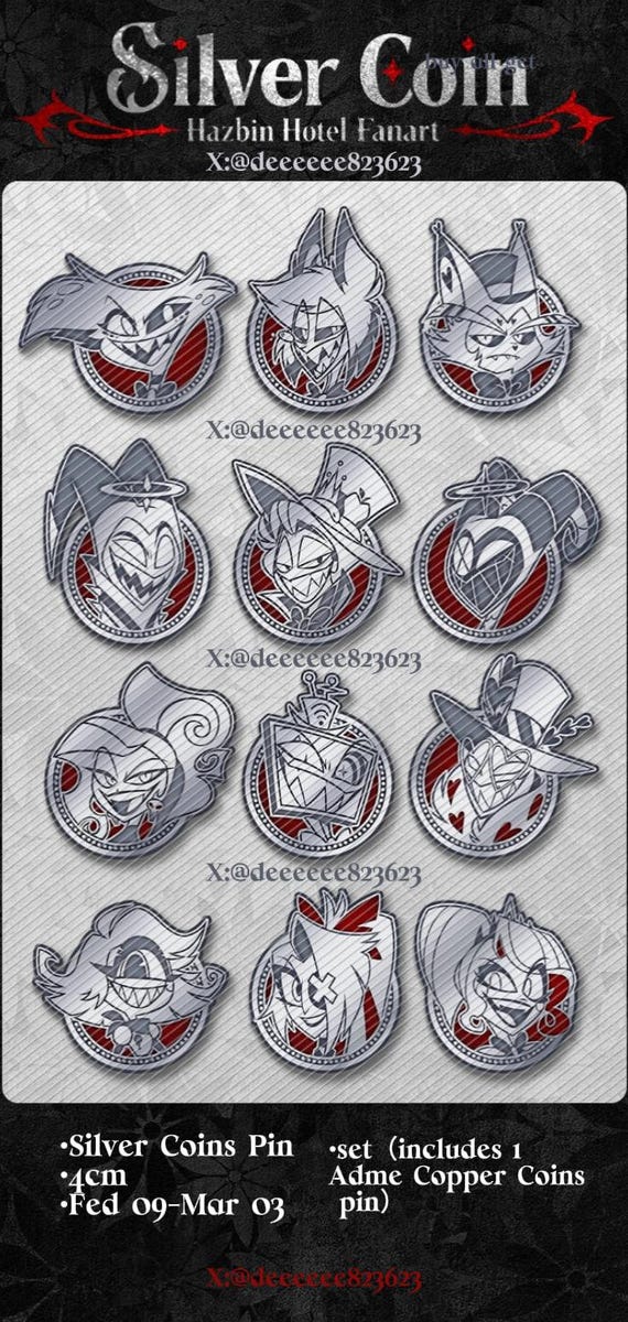 IN-STOCK Silver Coin Pin Hazbin Hotel Fanart