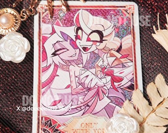 En stock solo contigo: Tarjeta Chaggie Glitter Fanart de Hazbin Hotel