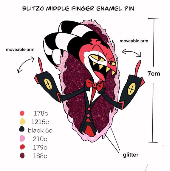 IN-STOCK Blitzo Helluva Boss Enamel Pin With Movable Arms - Etsy