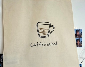 Bolsa de café bordada de algodón orgánico de doble cara