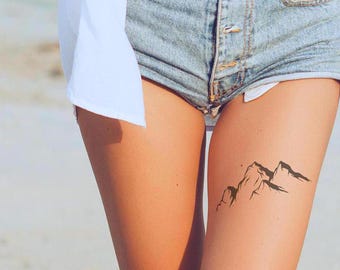 Minimalist Mountain Temporary Tattoo – Adventure Design