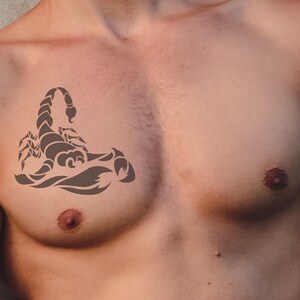 Bold Tribal Scorpion Temporary Tattoo - Intricate, Skin safe, Easy to Apply, Design for Men & Women - Striking Body Art Accessory