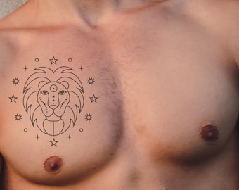 Leo Zodiac Temporary Tattoo – Lion Design, Skin-Safe