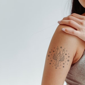 Scorpio Zodiac Temporary Tattoo: Unique Astrological Design with Vegetable Ink I Zodiac sign, fake tattoos