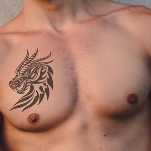 Bold Dragon Tribal Temporary Tattoo – Fierce Symbol of Power and Strength