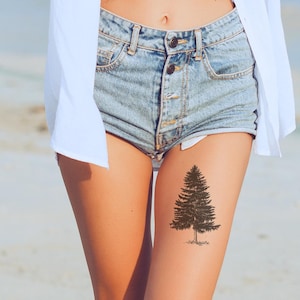 Minimalistisches Evergreen Design, Natural Line Art, umweltfreundliche Tinte, perfekt für Wald- und Naturliebhaber