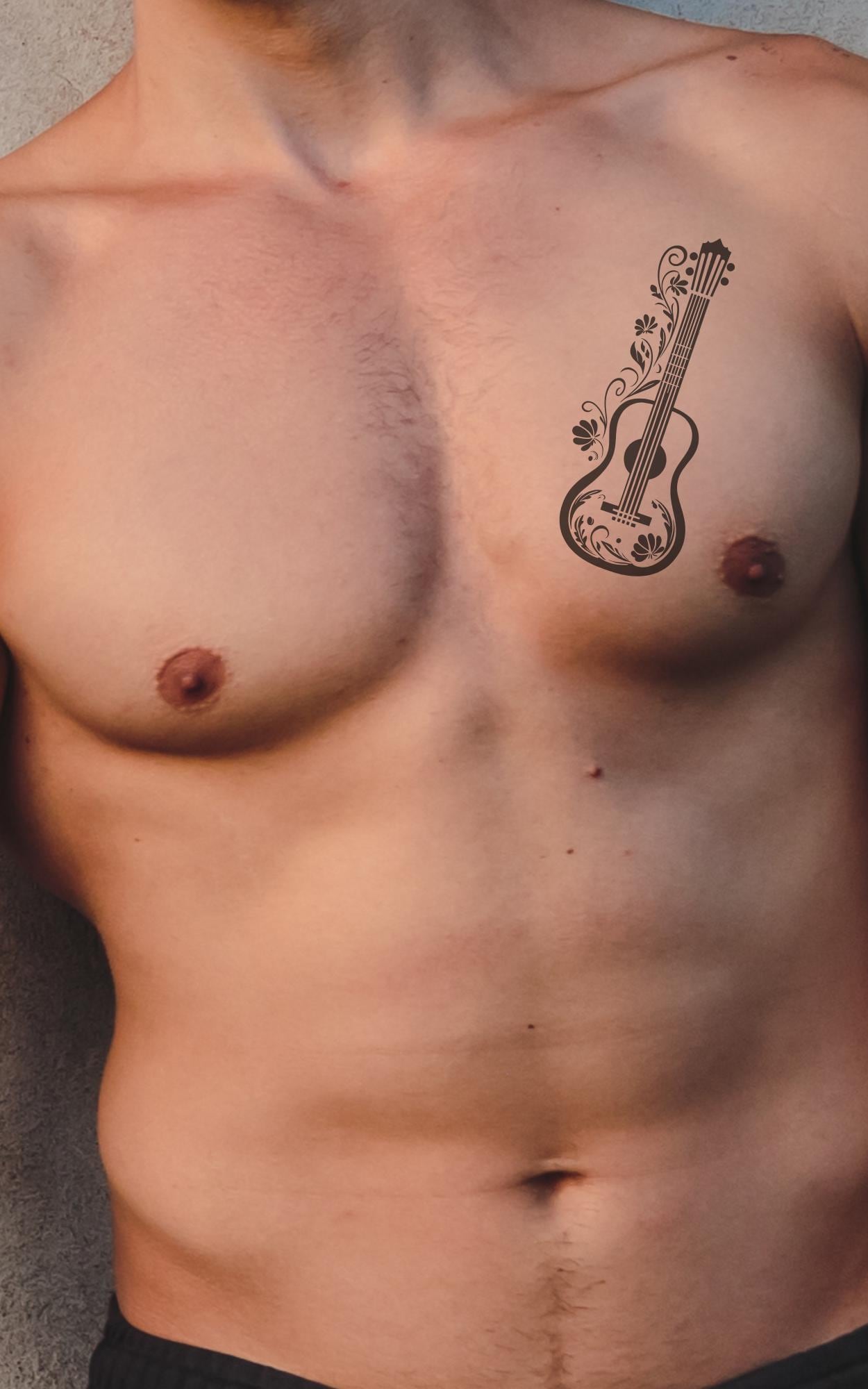 花柄ギターのタトゥー – エレガントな音楽デザイン - Etsy 日本, image size:1250x2000