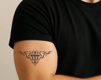 トライバル クロス タトゥー - ギャング クロス テンポラリー タトゥー