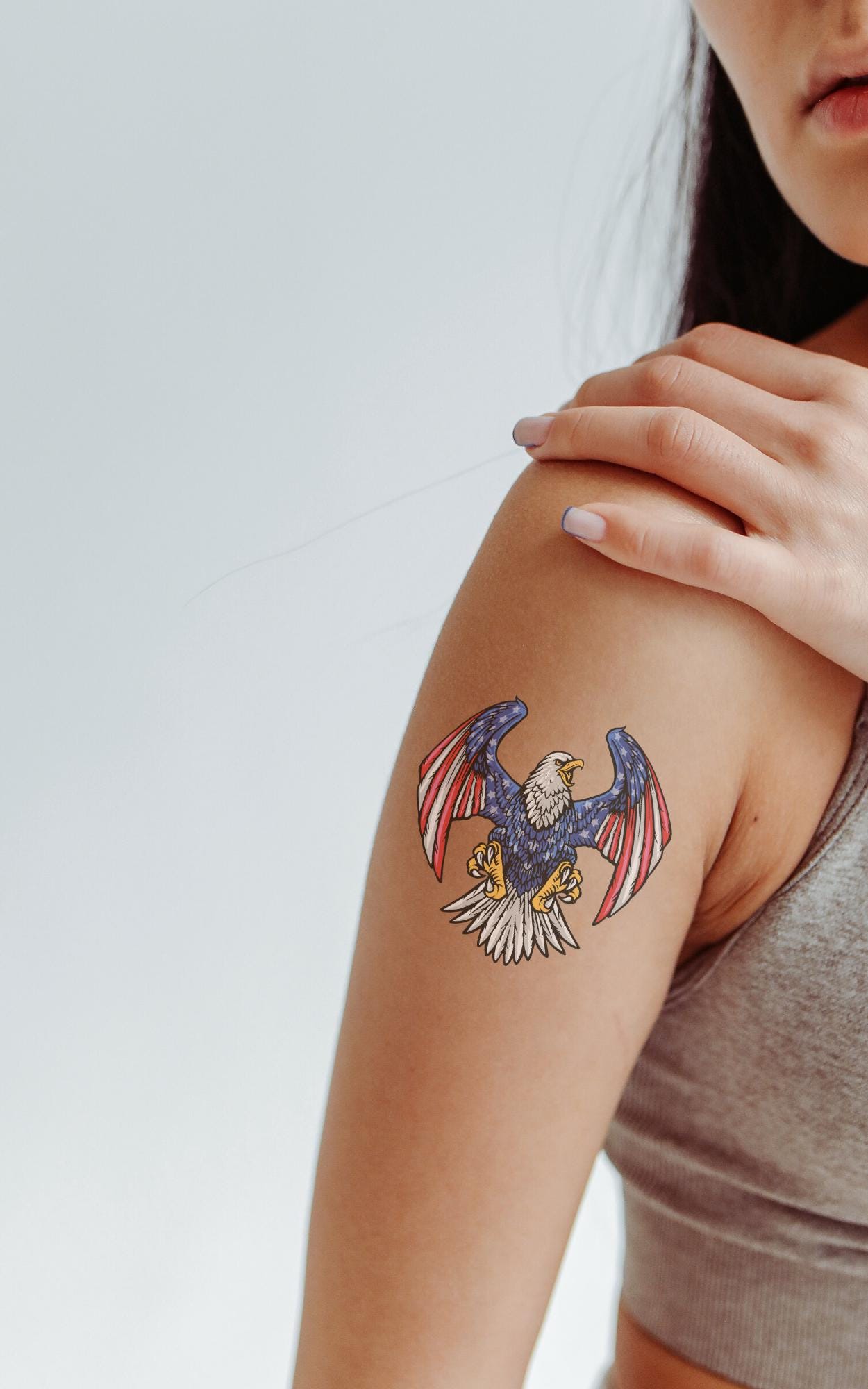 American Eagle Temporary Tattoo, Patriotic Tattoo, USA Flag Tattoo ...