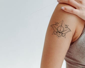 Mandala Lotus Temporary Tattoo – Elegant Floral Design