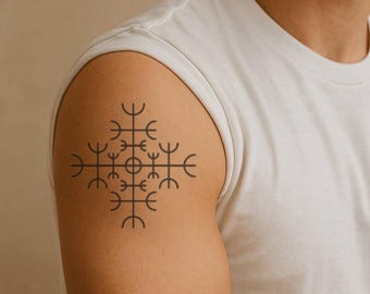 Vegvisir Tattoo – Wikingerkompass, nordisches Symbol (wasserfest)