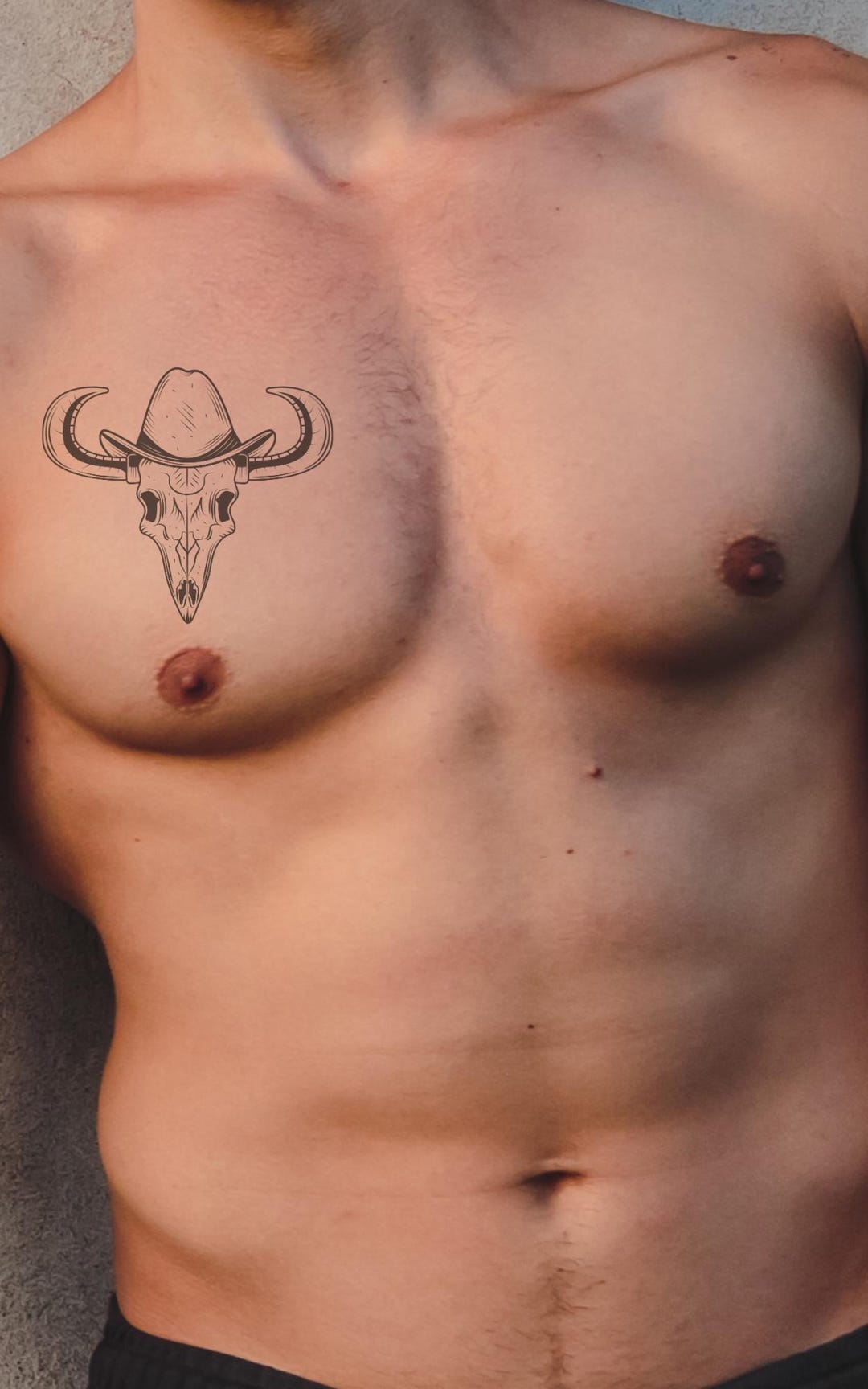 Temporary Tattoo of Bull Skull With Cowboy Hat - Texas Bull Skull I ...