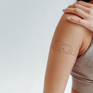 Sleeping Bunny Temporary Tattoo – Cute Whimsical Animal Design, Skin-Safe, Waterproof, Easy to Apply, Lasts 4–5 Days,