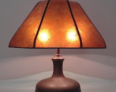 Arts and Crafts Hammered Copper Lamp 1930 39 s Vintage Antique with NYM Arts Mushroom Mica Shade with NYM Arts Gas Port Top