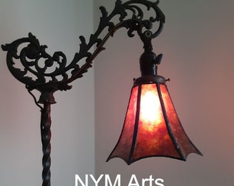 Ships Now Antique Bridge Lamp Shade Replacement Tulip Fitter in Dark Amber by NYM Arts