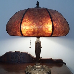 NYM Arts Butternut Mica Shade in Dark Amber for your Antique Vintage Art Nouveau Victorian Table Lamp image 1