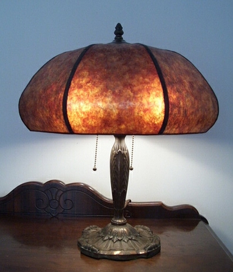 NYM Arts Butternut Mica Shade in Dark Amber for your Antique Vintage Art Nouveau Victorian Table Lamp image 1