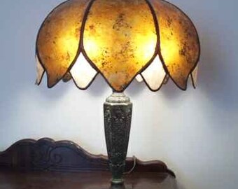 Whimsical Designer Mica Lotus Flower Table Shade by NYM Arts