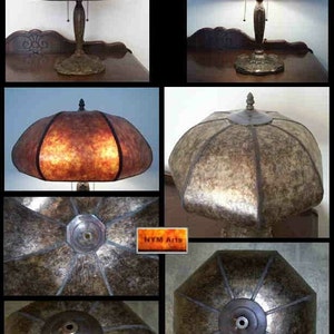 NYM Arts Butternut Mica Shade in Dark Amber for your Antique Vintage Art Nouveau Victorian Table Lamp image 2