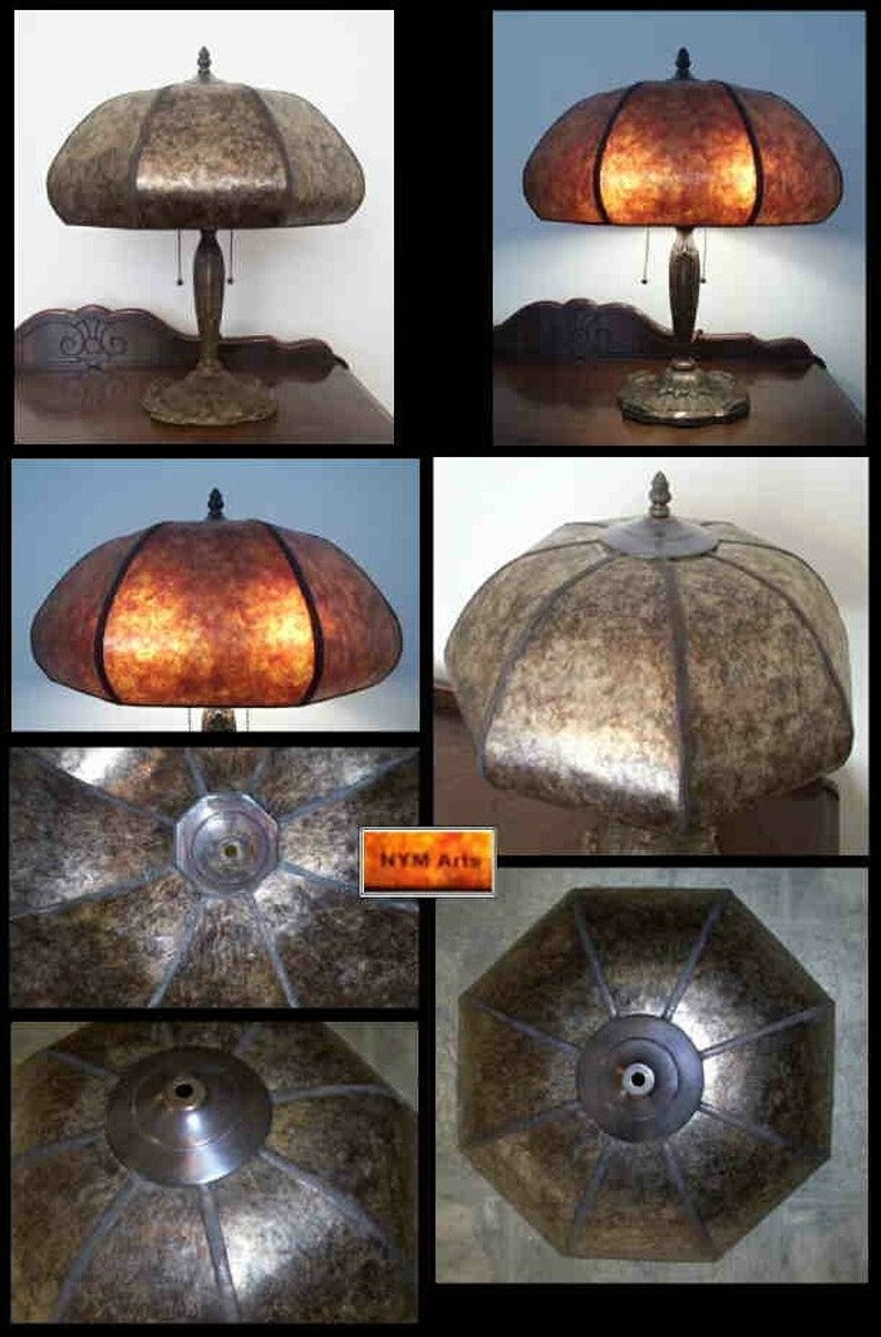 NYM Arts Butternut Mica Shade in Dark Amber for your Antique Vintage Art Nouveau Victorian Table Lamp image 2