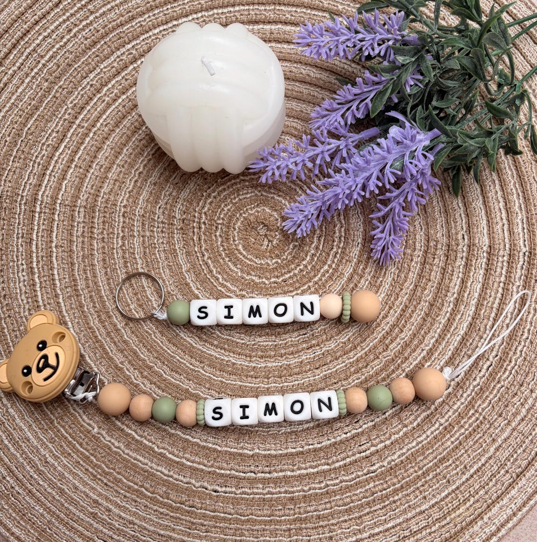 Set - Personalized Pacifier Clip - Pacifier Holder - Silicone Beads ...