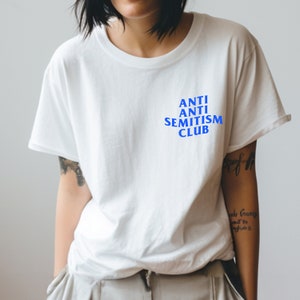 Anti Anti Semitism Club Electric Blue Logo Jewish Pride T-Shirt