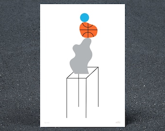 Ball on Basketball on Rock Screen Print