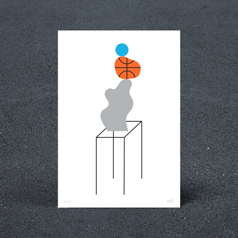 Ball on Basketball on Rock Screen Print