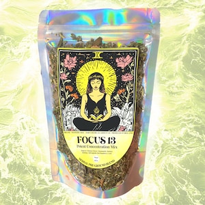 FOCUS 13 - PRE-GROUND Herbal Blend / Focus and Concentration Organic Herbal Blend / Blended Herbs / Vegan / 100% Organic / Pre-Ground Mix