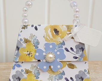 Personalized 3D Handbag Birthday Card, Floral Polka Dot