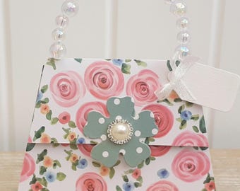 Personalised 3D Floral Handbag Birthday Card, Mum Daughter Sister Wife