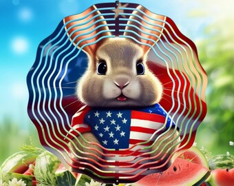 Patriotic Bunny PNG: American Flag Sublimation Design (Digital Download)