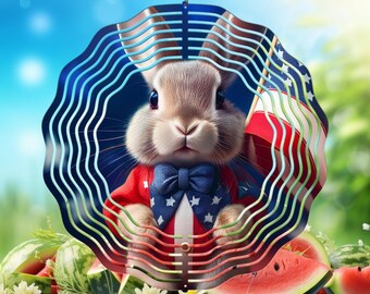 Patriotic Bunny with Flag PNG: Sublimation Design (Digital Download)
